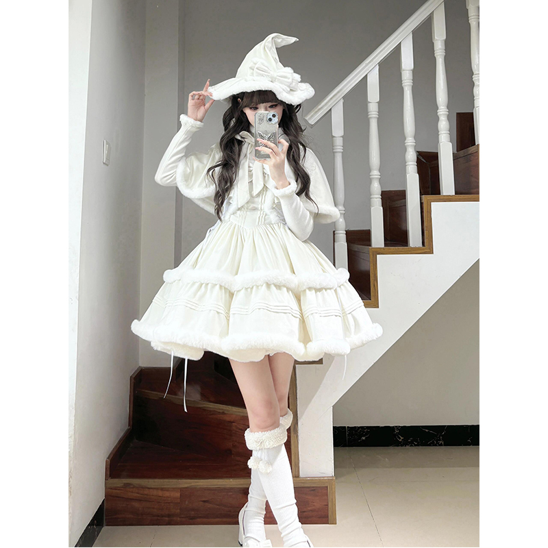 冬季日系lolita甜美大小姐斗篷连衣裙套装少女感洛丽塔lolita裙