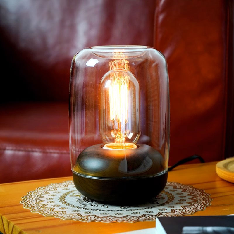 香薰精油灯 无水氛围灯 家用卧室客厅床头玻璃复古钨丝灯