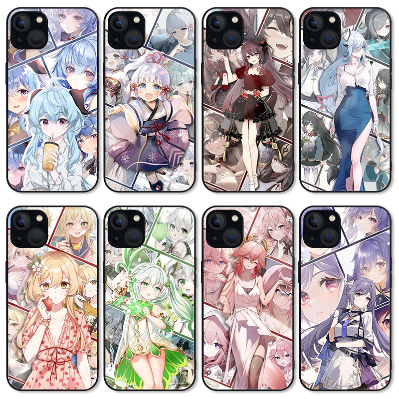 原神申鹤手机壳适用15plus苹果16玻璃iPhone14甘雨华为nova12胡桃vivoIQOOneo9神里绫华OPPOReno8三星S24小米