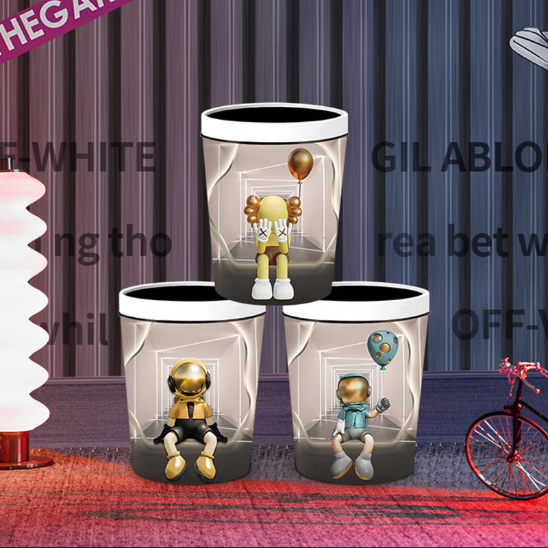 创意轻奢压圈垃圾桶家用卧室卡通可爱儿童房纸篓客厅高颜值卫生桶