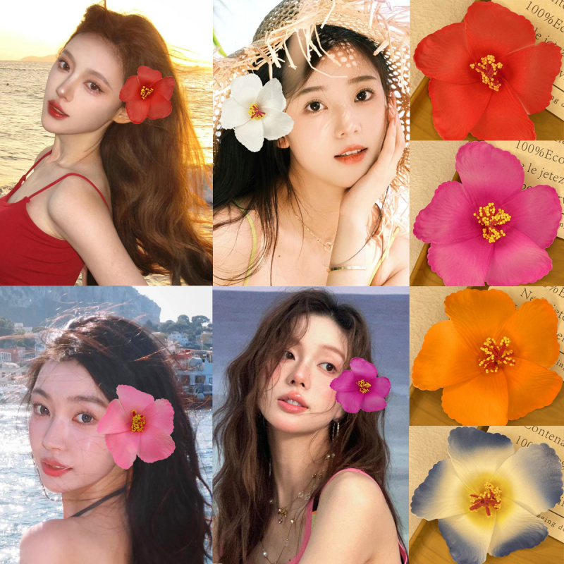 网红款仿真扶桑花发夹高级氛围感