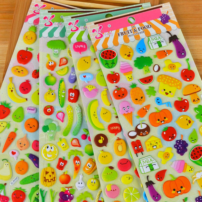 3d水果蔬菜立体泡绵贴纸芒果南瓜儿童手工认知益智早教幼儿园奖励