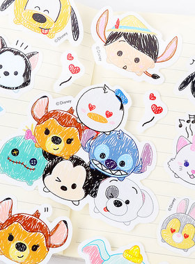 TSUM松松卡通平面贴纸迪士尼动画素描米老鼠手机装饰儿童手工奖励