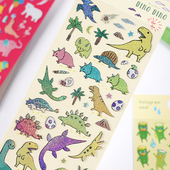 日式 小妖怪平面闪亮手帐贴纸恐龙动物猫咪咕卡手工diy卡通粘贴画