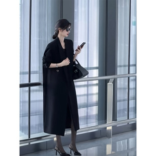 胖mm宽松过膝长款 200斤大码 外套女2026春秋新款 西装 西服2606 女装