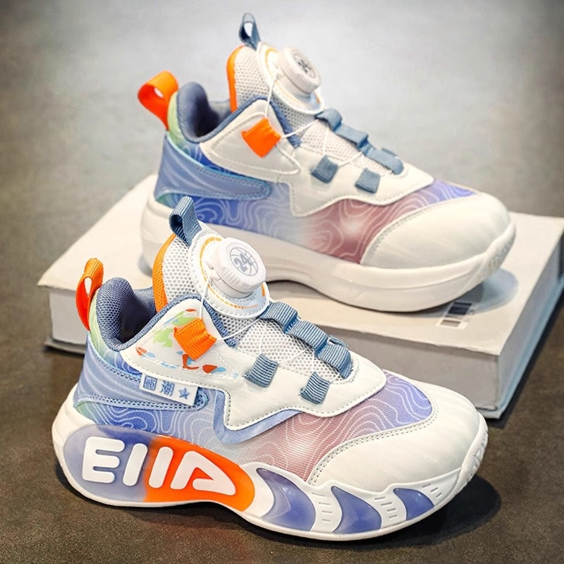 男童鞋夏秋款2025新款儿童篮球鞋中大童旋转扣男孩跑步软底跑步鞋