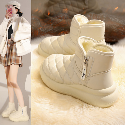保暖面包大棉鞋2025冬季女鞋子加绒增高厚底雪地靴女