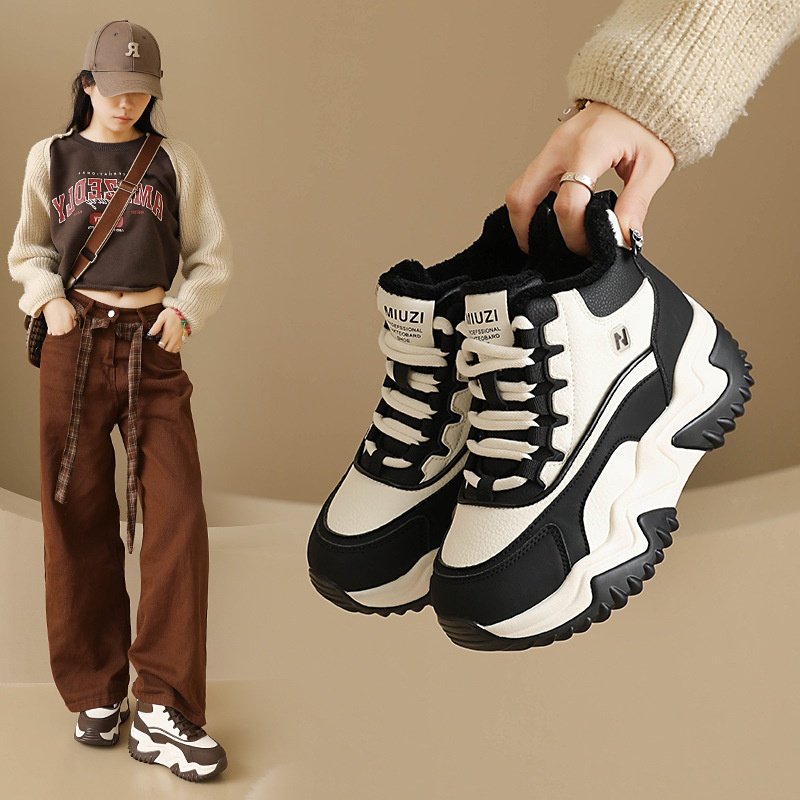 加绒新款老爹鞋2025冬季学生运动跑步鞋休闲鞋厚底jc8851-1爆款