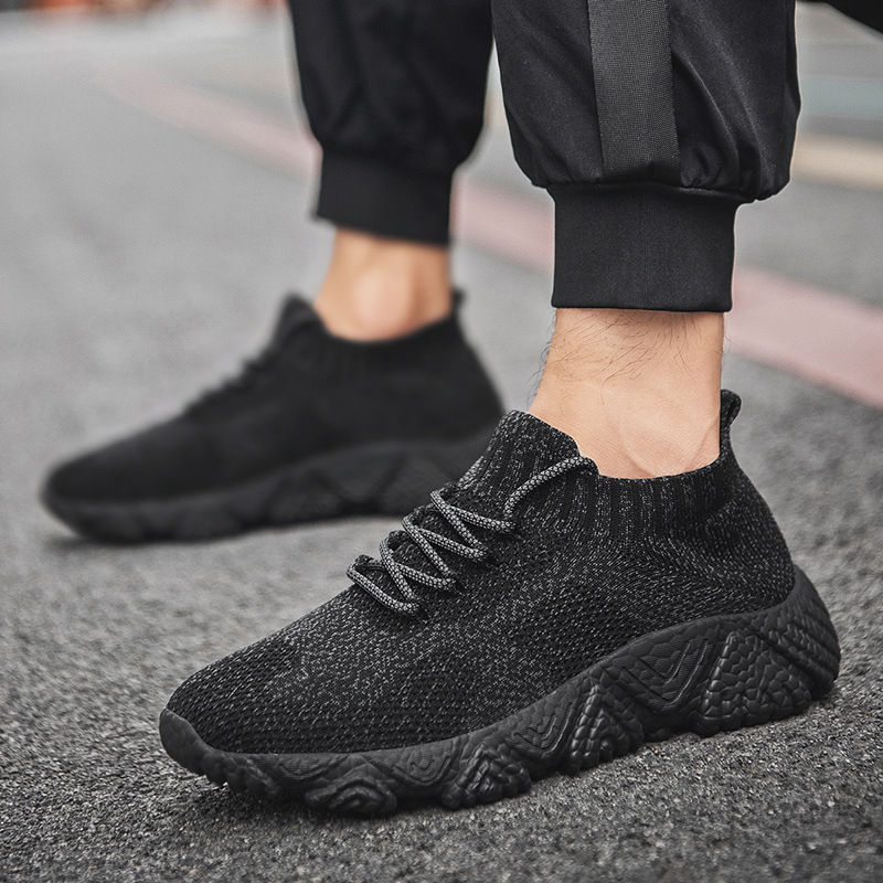 2025春夏新款轻便飞织男鞋透气休闲袜子鞋中高帮跑步运情侣鞋爆款