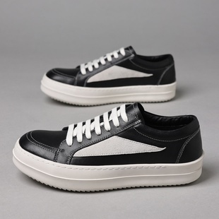 头层牛皮真皮男鞋小众设计潮牌时尚休闲男款面包鞋厚底皮鞋板鞋