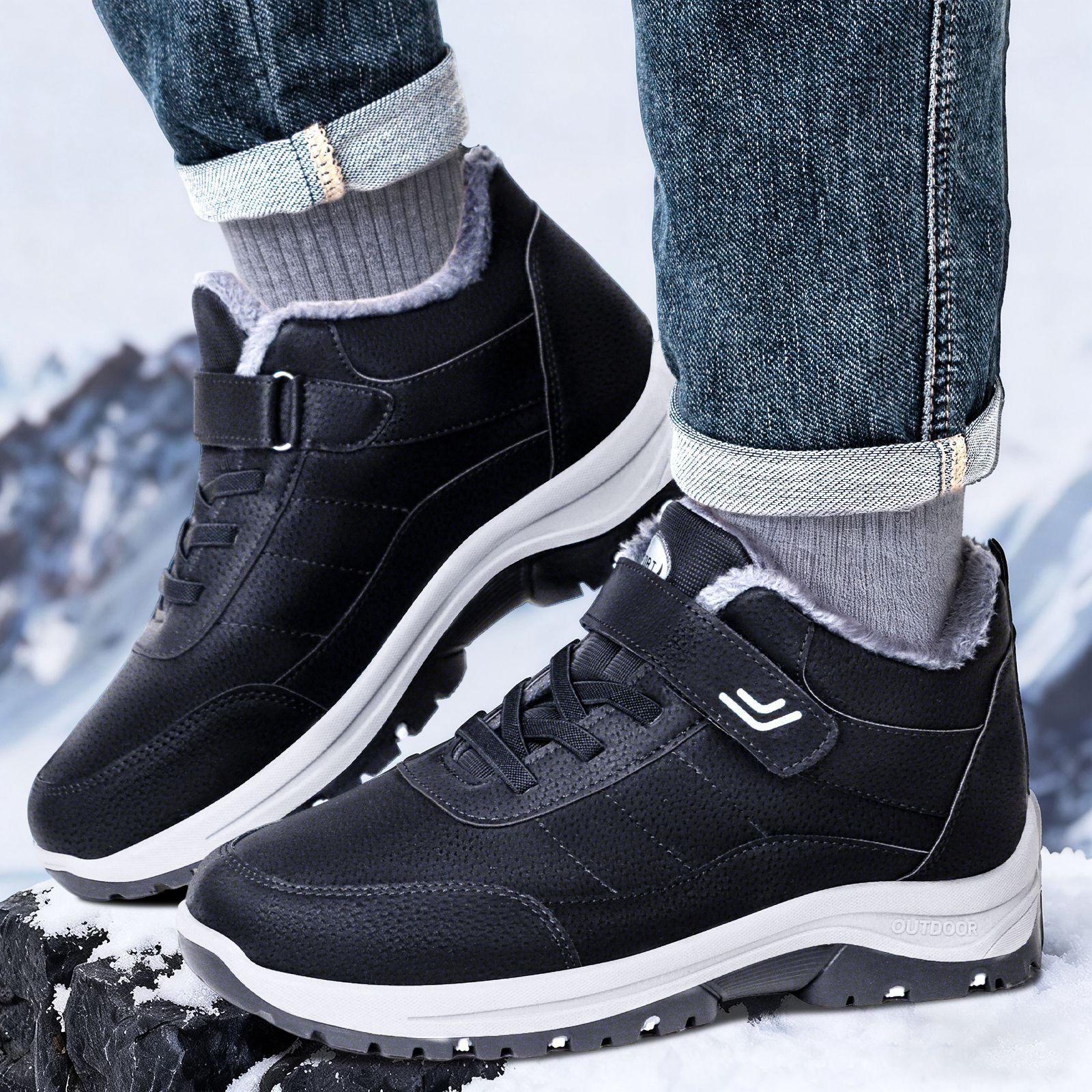 男鞋新款冬季加绒高帮雪地靴厚底户外休闲鞋跨境加厚保暖棉靴爆款