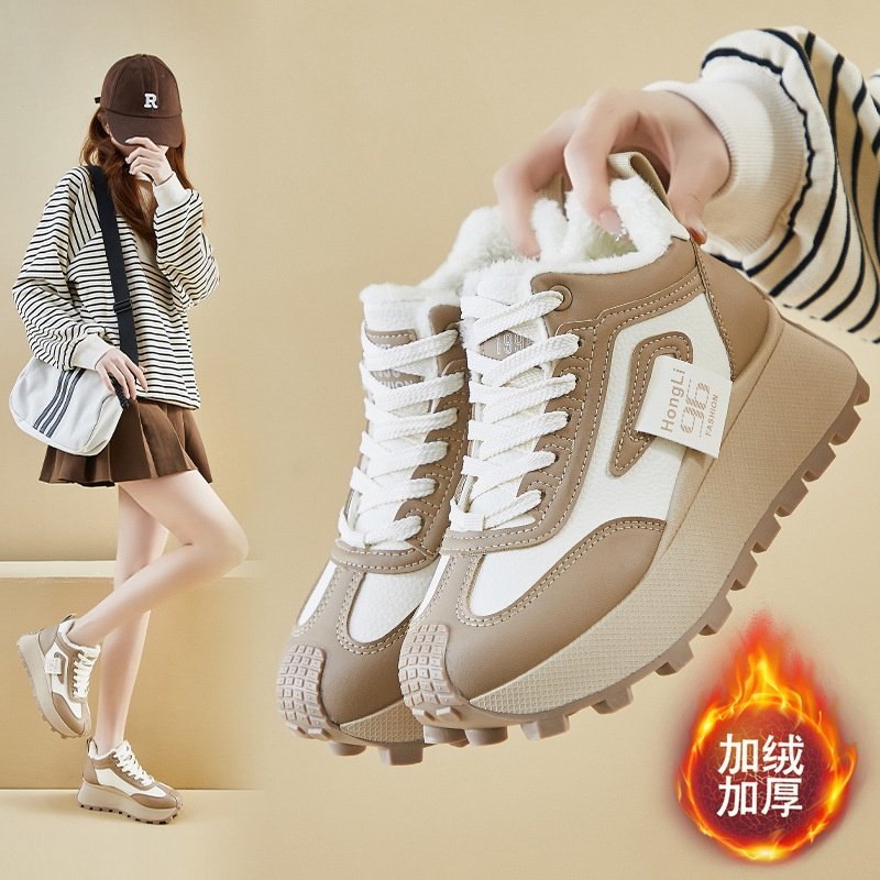 ins韩版新款加绒老爹鞋女2025冬季学生运动休闲鞋保暖hl870-1爆款