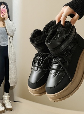 加绒高帮雪地靴女2025冬季新款学生ins韩版保暖休闲鞋棉鞋K2908