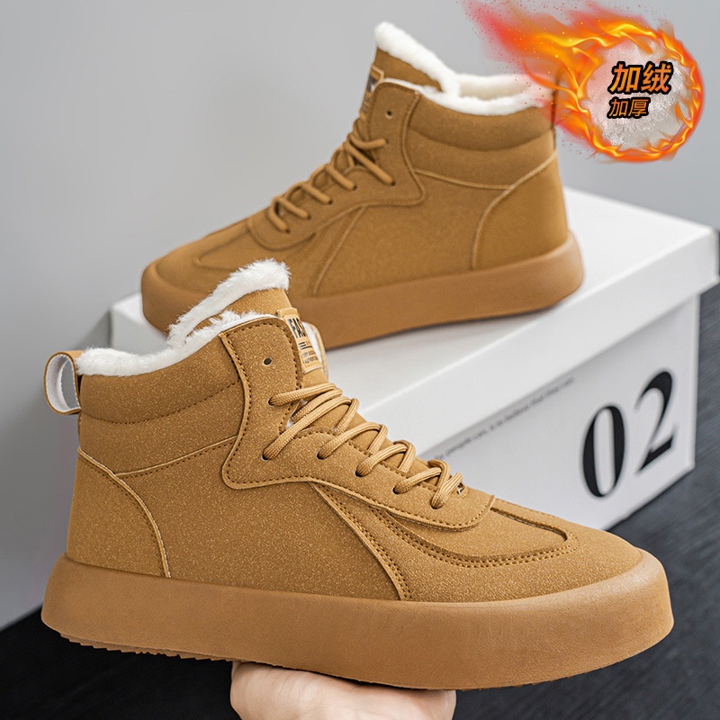 2025年冬季新款保暖男士棉鞋加绒加厚休闲鞋韩版时尚潮流高帮男鞋
