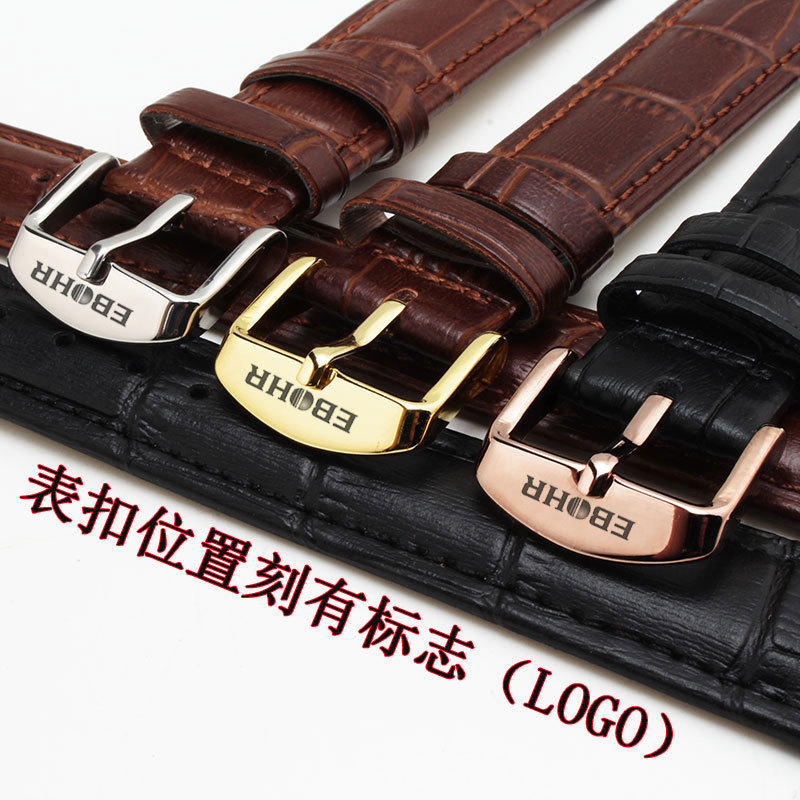 依波手表带真皮牛皮男针扣