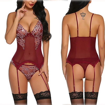 erotic lingerie sexy lace body sculpting suspender vest
