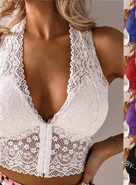 Solid Lace Ladies Halter Tank Top纯色蕾 丝镂空女士挂脖小背心