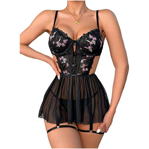 Fun Lingerie Sexy Women's Mesh Sling Sleeping Dress