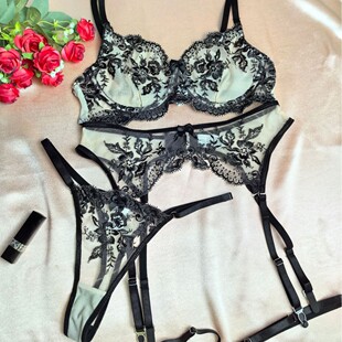 Fun lingerie, sexy pajamas, lace bra, garter belt set女内衣