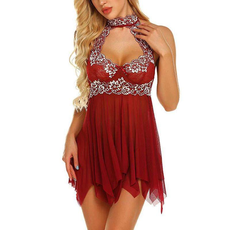 Lace Translucent Mesh Pajama Dress 蕾丝花边半透明网纱吊带裙