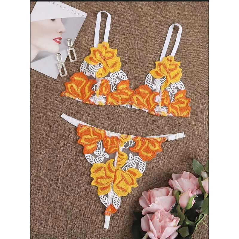 Sexy lace bra set, lace straps, three-point sexy lingerie