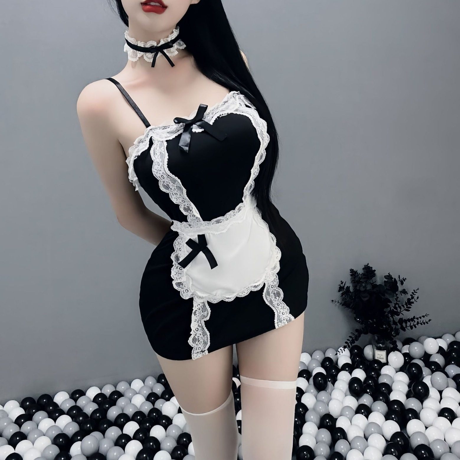 uniform maid erotic pajamas suspender temptation lace size