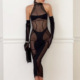mesh jumpsuit Women underwear set塑身性感三件套搭配手套