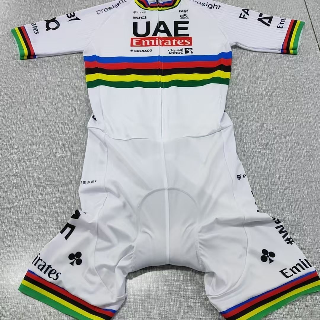 夏季新款骑行连体服车队波加查世界冠军彩虹连体服修身紧身款