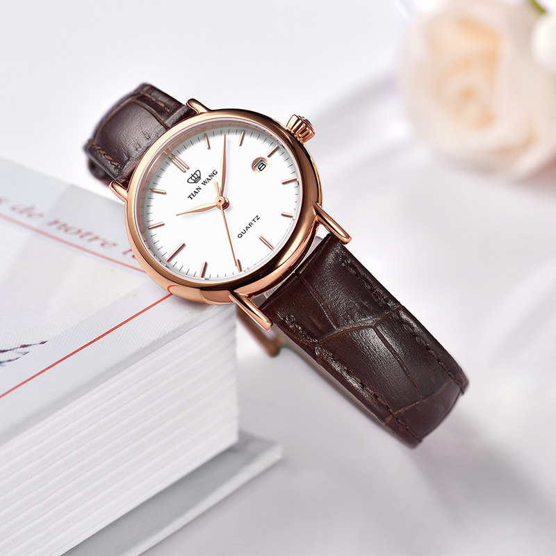 天王表正品女士皮带手表简约休闲石英女表抖音同款礼物3874