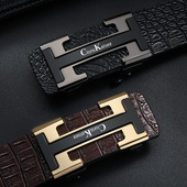 Cloris Kelsey无牙自动扣皮带男士 商务腰带休闲鳄鱼纹皮带休闲男