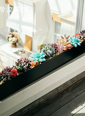 轻奢304不锈钢花盆长方形简约插花现代水培多肉花槽阳台书房盆景