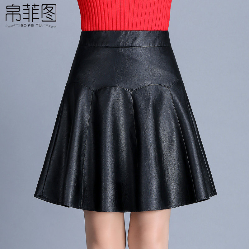 黑色半身裙秋冬裙子显瘦皮裙打底百褶裙冬季a字裙短裙裤裙包臀裙