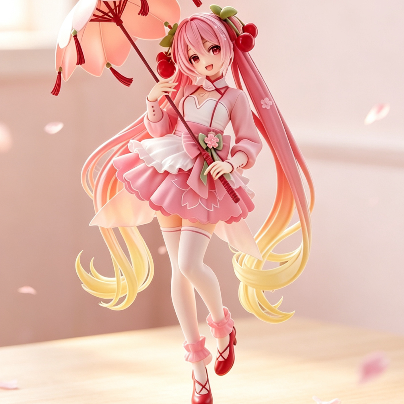雨伞樱花卫衣站姿初音美少女周边景品手办机箱装饰摆件图片