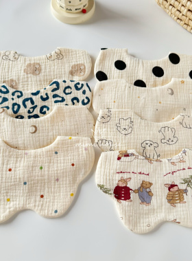 ins婴儿围嘴宝宝纯棉口水巾韩版A类6层纱布新生儿防吐奶围兜春夏