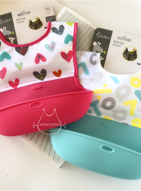 婴儿半硅胶防水围嘴宝宝立体食饭兜喂儿童吃饭兜小孩免洗防脏围兜