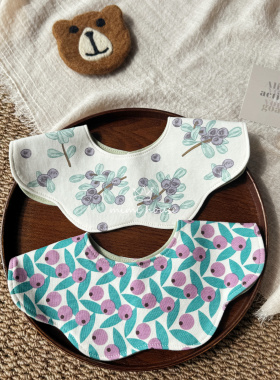 ins婴儿花瓣圆形围嘴北欧风宝宝纯棉防水口水巾A类新生儿防吐奶兜