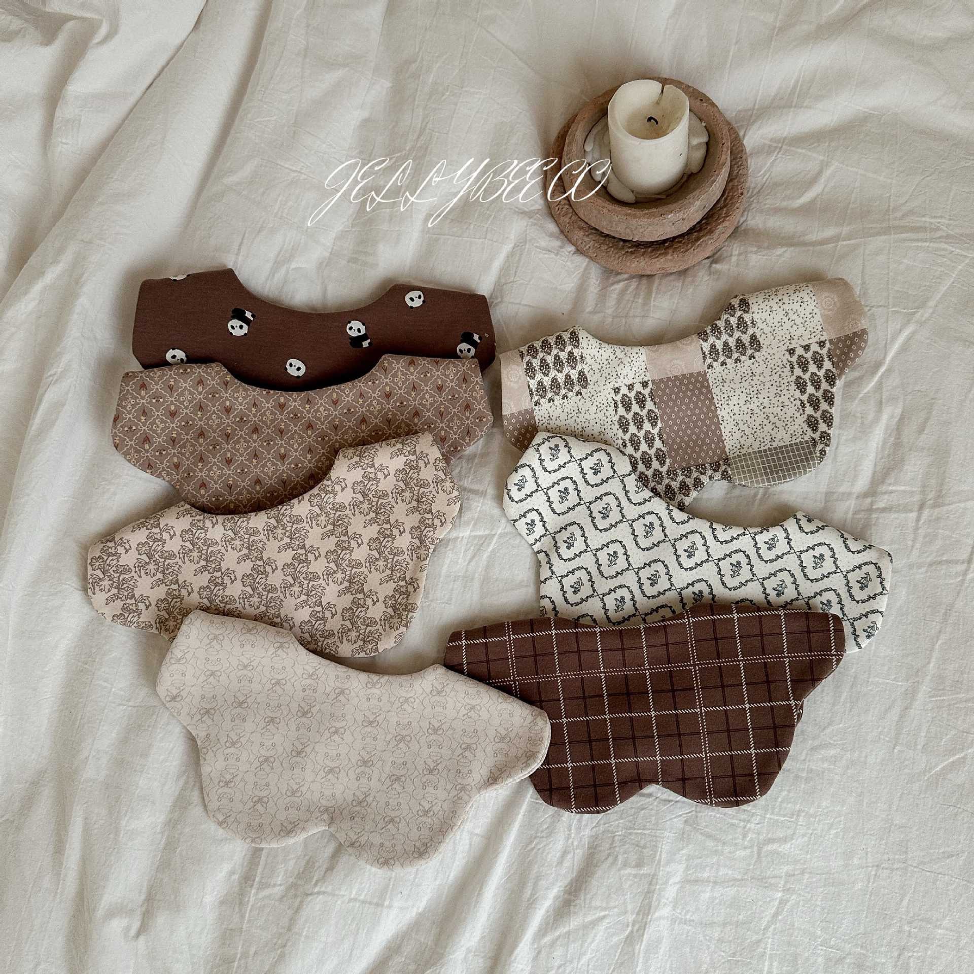 潮ins秋冬宝宝围嘴全纯棉双面婴儿花瓣口水巾围兜柔软0-3岁美拉德,婴童用品,口水巾,淘宝优惠券,粉丝福利购,淘宝优惠卷