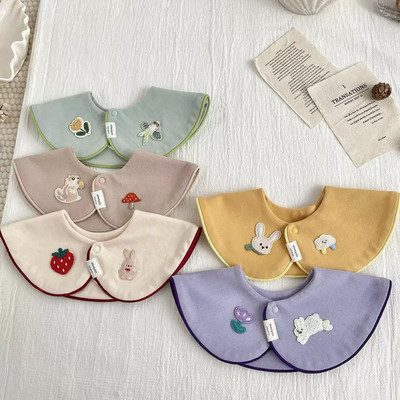 韩版ins婴儿卡通口水巾宝宝纯棉秋冬加厚围嘴新生儿防吐奶围兜a类
