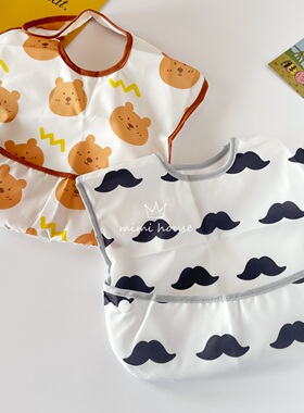 宝宝防水吃饭食饭兜可爱婴儿辅食透气围兜口水围嘴防脏罩衣超轻盈