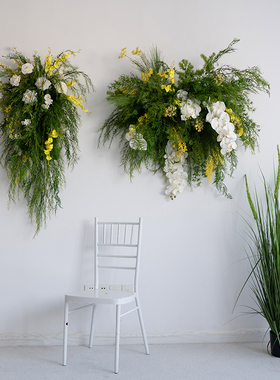 森系黄色仿真花壁挂花排花艺仿生绿植假花墙面橱窗场景布置道具