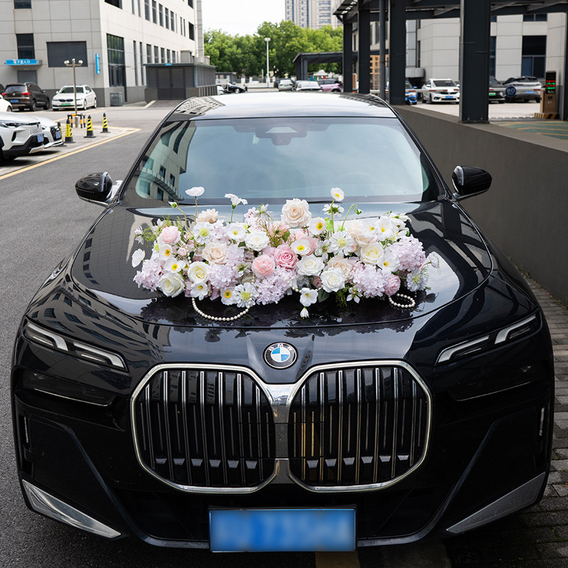 定制婚礼装饰花艺仿真花车头花 婚庆绢花