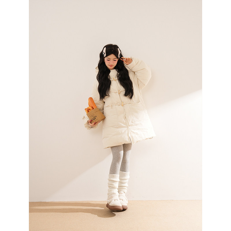 冬季新款小个子温柔风连帽棉服设计感小众简约气质保暖百搭外套女
