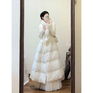 漫暖织羽 冬季外套女2025新款保暖高级感百搭气质毛领长款棉服