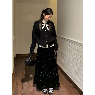 半裙套装 韩系慵懒风休闲简约气质三件套女冬季 毛衣 波点长袖 新款