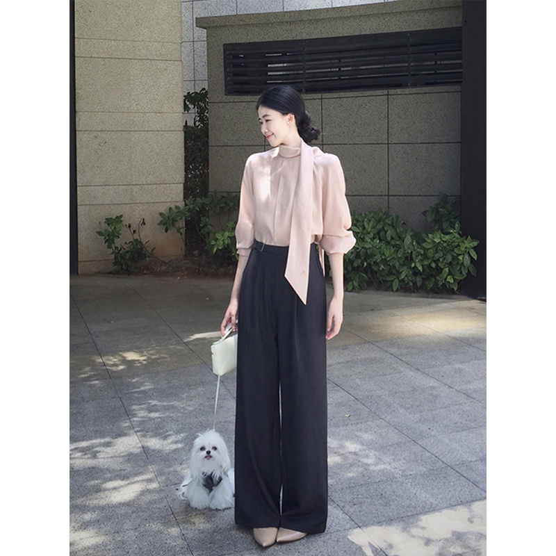 高级感气质通勤飘带长袖衬衫上衣