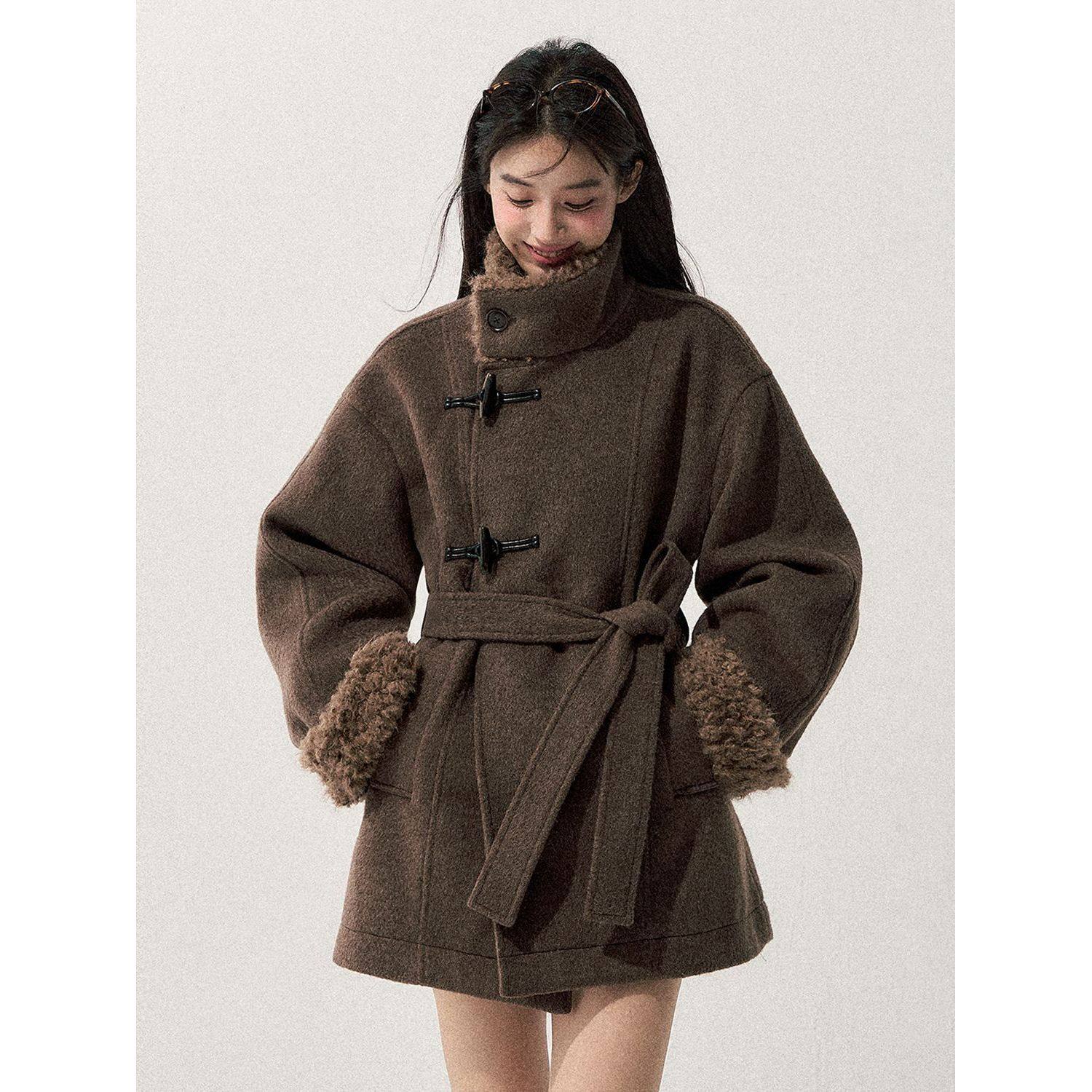 风起时 简约时髦气质棕色收腰呢子中长款大衣毛呢外套冬季新款女,女装/女士精品,毛呢外套,淘宝优惠券,粉丝福利购,淘宝优惠卷