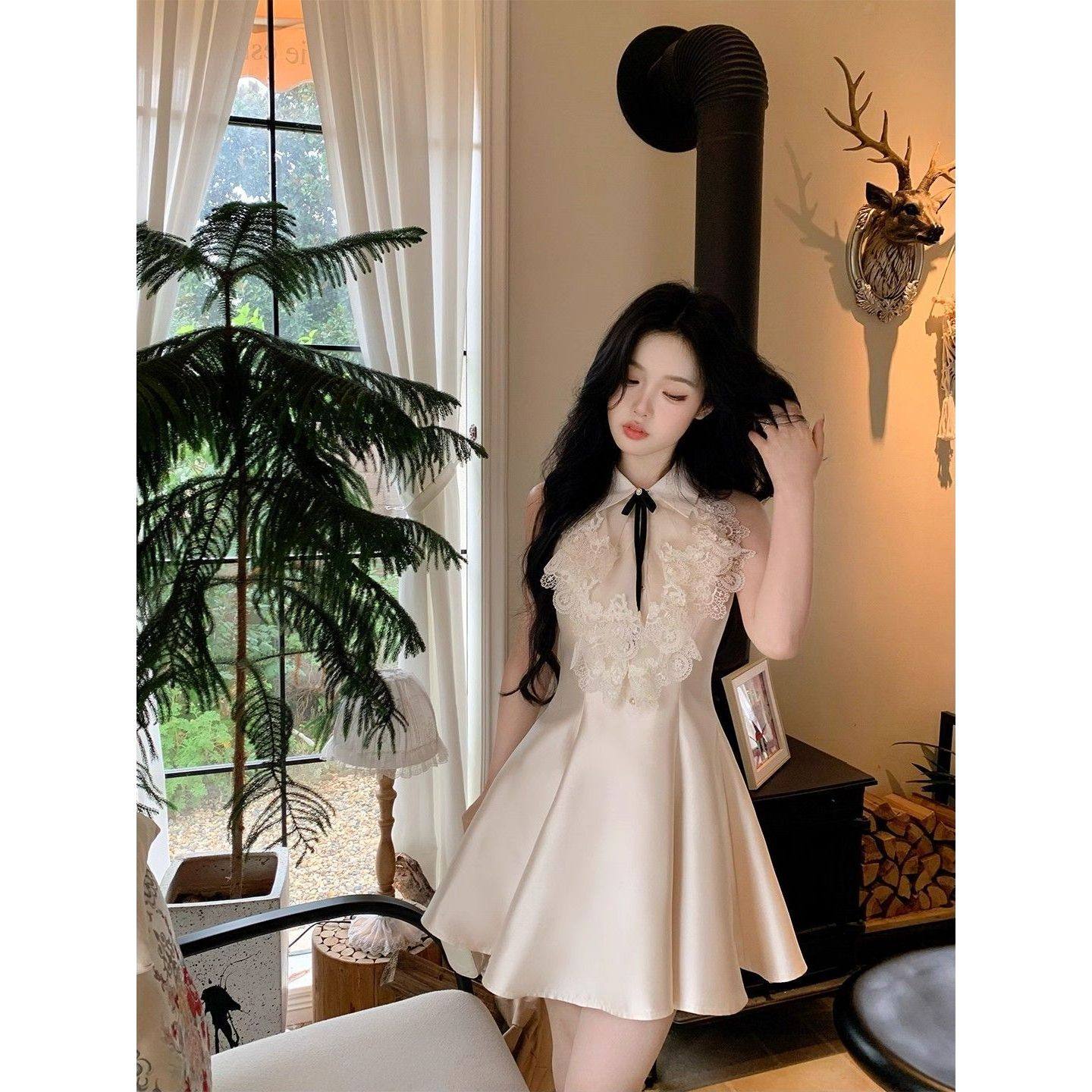 法式贵气千金风无袖珠光连衣裙+斗篷外套女2025秋季新款两件套装,女装/女士精品,时尚套装,淘宝优惠券,粉丝福利购,淘宝优惠卷