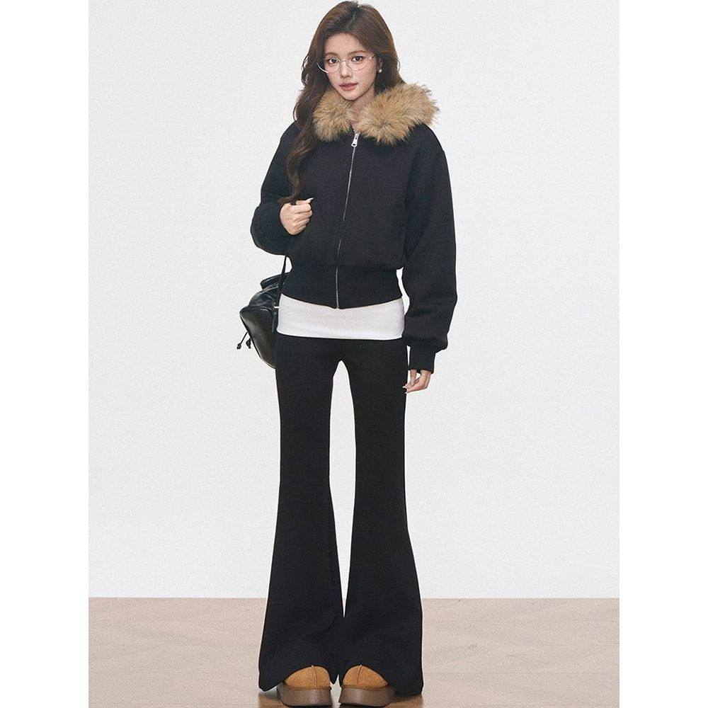 长腿姐姐 美式辣妹风毛领卫衣外套女秋冬新款微喇长裤二件套,女装/女士精品,时尚套装,淘宝优惠券,粉丝福利购,淘宝优惠卷