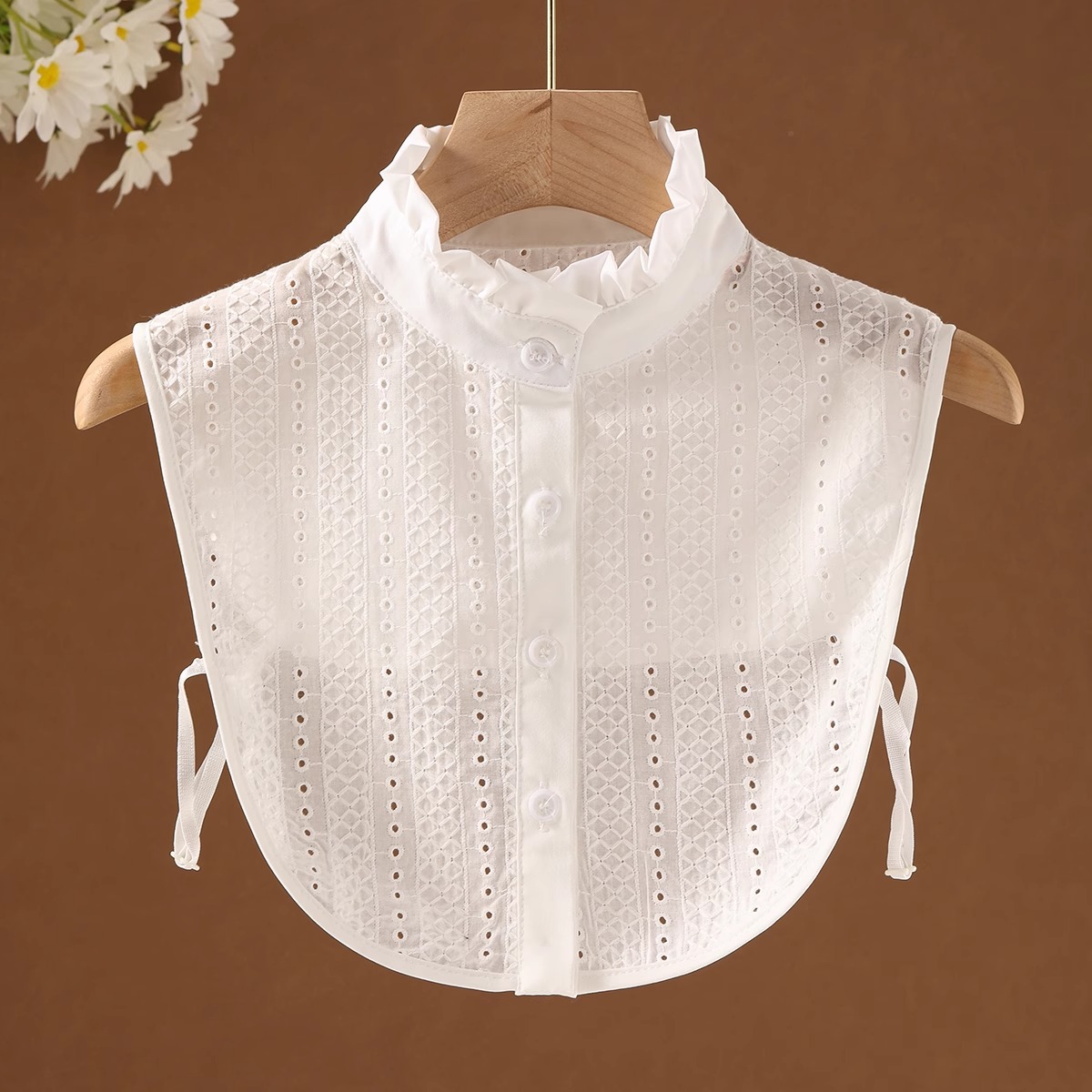 镂空新款荷叶边绣花领秋冬假领子