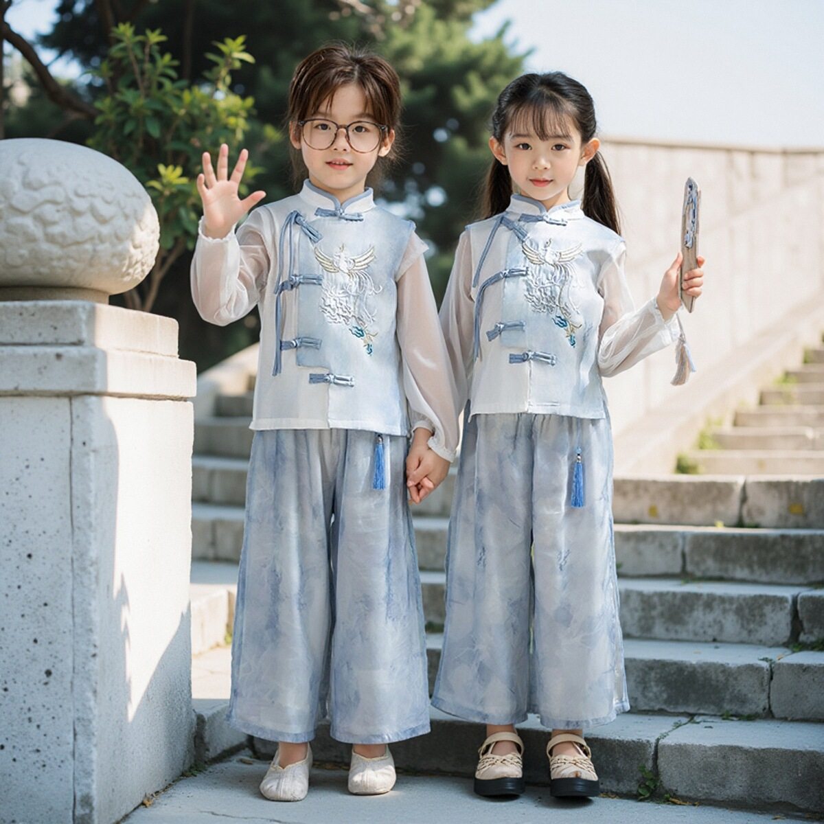 雪纺唐装新中式茶服茶艺师套装